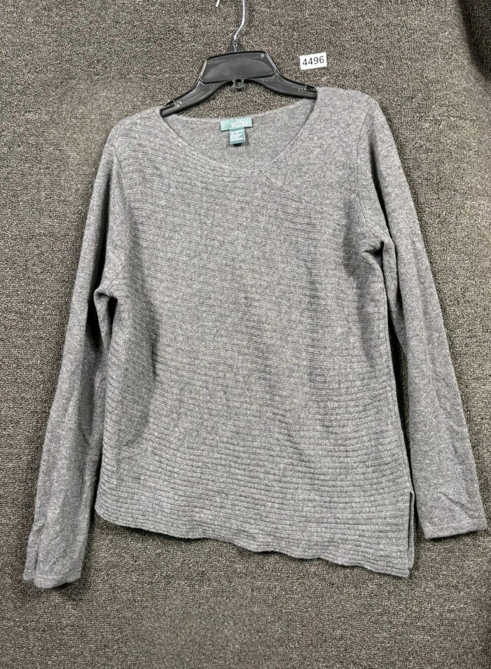 Griffen Cashmere Sweater Womens Size XL Gray Long Sleeve Assymetrical Super Soft